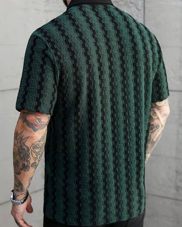 Red Men's Color Stripe Short Sleeve Shirt Fashion Casual Summer — Lino Conti