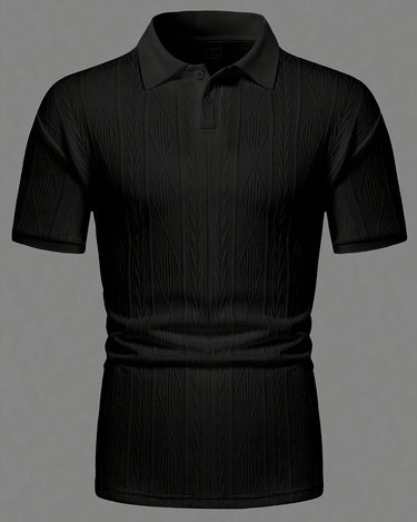 White Men's Solid Jacquard Polo Shirt Business Golf Breathable Casual — Lino Conti