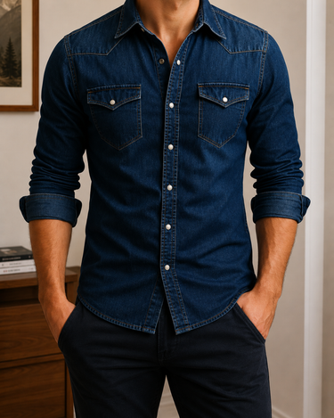 Camicia Uomo Denim Casual