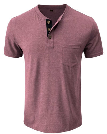 Henley Uomo Manica Corta Girocollo Tinta Unita Casual