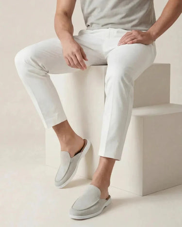 White Men's Yacht Suede Mule White — Lino Conti