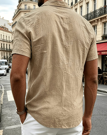 White Men's Short Sleeve Lapel Shirt Loose Fit Summer — Lino Conti
