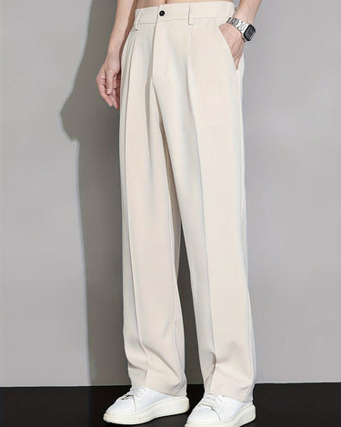 Khaki Men's Summer Straight Leg Trousers — Lino Conti