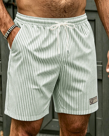 Grey Men's Striped Shorts Drawstring Casual Summer — Lino Conti