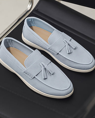 Brown Men's Slip-On Loafers British Style Canvas Summer Casual — Lino Conti