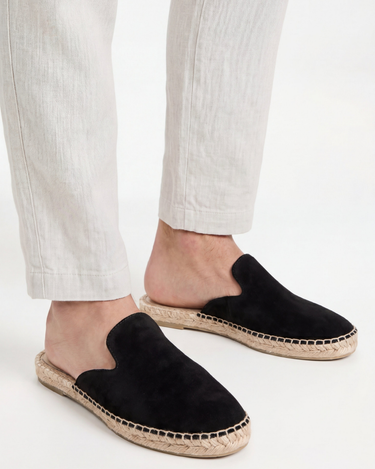 Black Men's Portofino Suede Jute Mule Black — Lino Conti