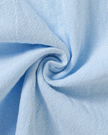 Camicia Uomo in Cotone e Lino Colletto alla Coreana Manica Lunga Tinta Unita