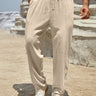 Khaki Men's Positano Drawstring Trousers — Lino Conti