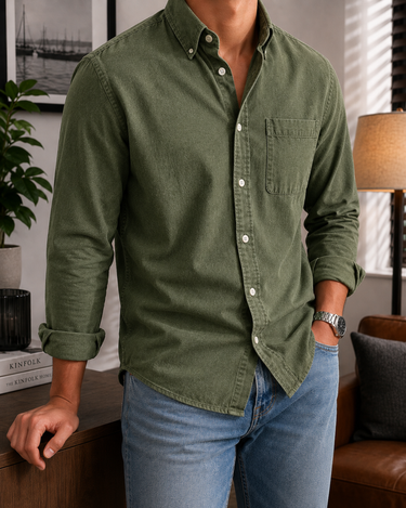 Camicia Uomo Denim con Bottoni Casual