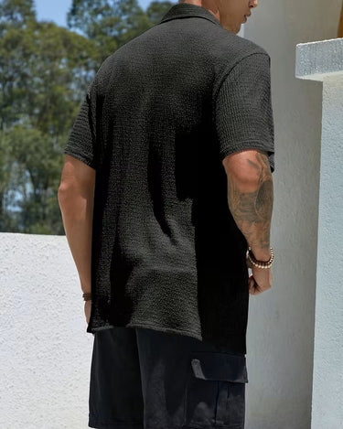Camicia Uomo Manica Corta Tinta Unita con Bottoni Classica