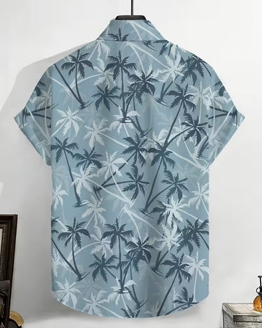 Camicia Uomo Hawaiana con Stampa di Palme Tropicali