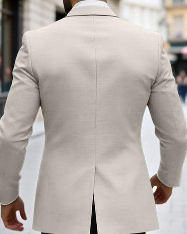 Beige Men's Single-Breasted Blazer with Pockets Office — Lino Conti