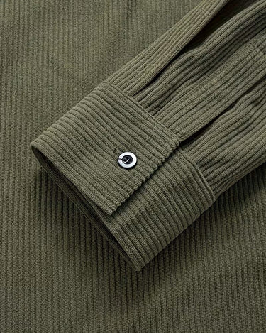 Overshirt Uomo in Velluto a Coste Manica Lunga con Bottoni e Tasche