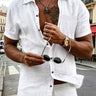 White Men's Short Sleeve Lapel Shirt Loose Fit Summer — Lino Conti