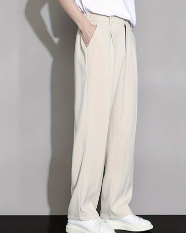 Khaki Men's Summer Straight Leg Trousers — Lino Conti