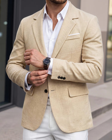 Khaki Men's Single-Breasted Everyday Business Casual Blazer — Lino Conti