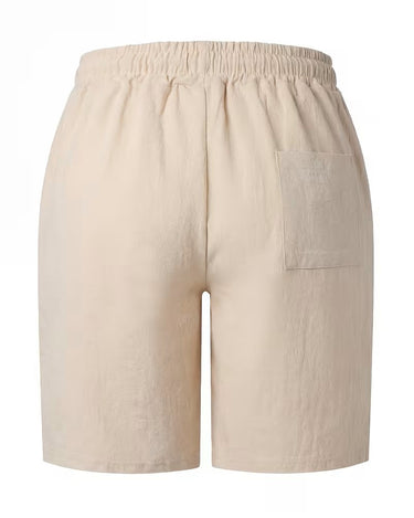 Pantaloncini Uomo in Lino con Coulisse Tinta Unita Traspiranti Estivi