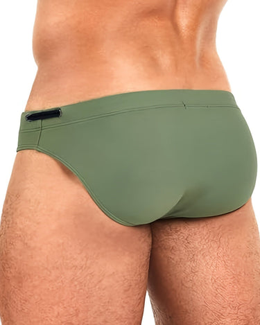 Olive Men's Swim Briefs Solid Color Slim Fit Summer — Lino Conti