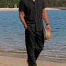 Black Men's Summer Set Short Sleeve Shirt and Trousers Coordinated — Lino Conti