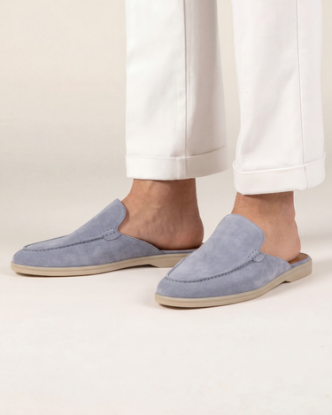Baby Blue Men's Yacht Suede Mule Baby Blue — Lino Conti