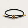 Black and Gold Men's Aurea Braided Cord Bracelet Black Gold — Lino Conti