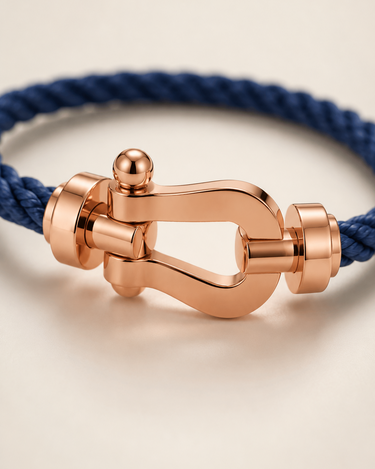 Navy and Rose Gold Men's Aurelio Nautical Rope Bracelet Navy Rose Gold — Lino Conti