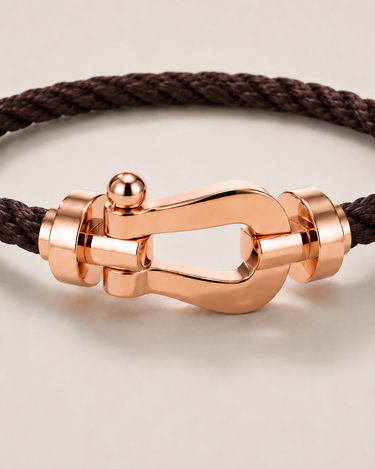 Brown and Rose Gold Men's Aurelio Nautical Rope Bracelet Brown Rose Gold — Lino Conti