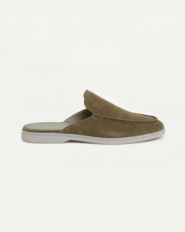 Olive Men's Yacht Suede Mule Olive — Lino Conti
