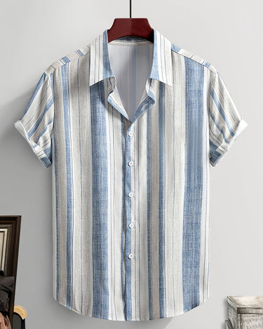 Multicolour Men's Striped Print Short Sleeve Shirt Travel Vacation — Lino Conti