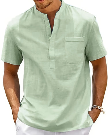 Khaki Men's Casual Short Sleeve Shirt Lightweight Summer — Lino Conti