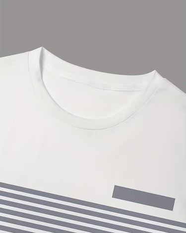 T-Shirt Uomo a Righe Patchwork Multicolore Manica Corta