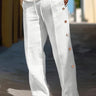 White Men's Casual Straight Leg Trousers — Lino Conti