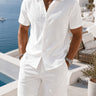 White Men's Checkered Shirt and Shorts Co-Ord Set — Lino Conti