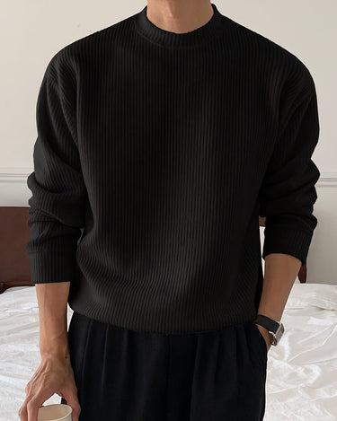 White Men's Ribbed Loose Fit Sweater — Lino Conti