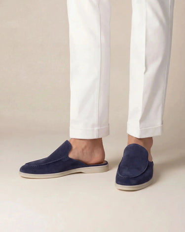 Navy Men's Yacht Suede Mule Navy — Lino Conti