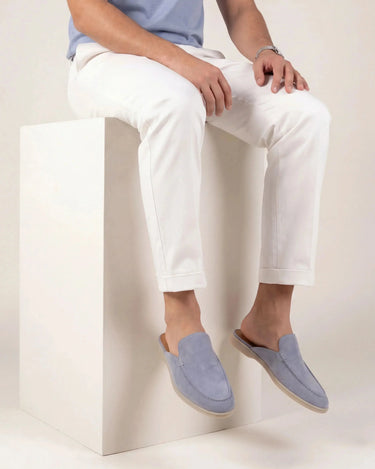 Baby Blue Men's Yacht Suede Mule Baby Blue — Lino Conti