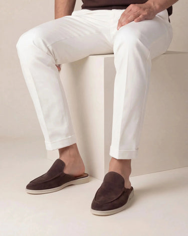 Brown Men's Yacht Suede Mule Brown — Lino Conti