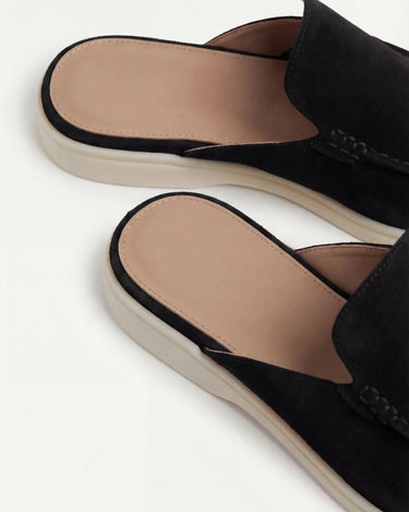 Black Men's Yacht Suede Mule Black — Lino Conti