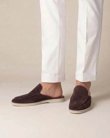 Brown Men's Yacht Suede Mule Brown — Lino Conti