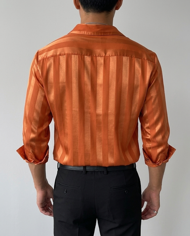 Camicia Uomo a Righe Manica Lunga Elegante Casual con Bottoni