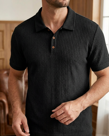 Polo Uomo in Maglia Jacquard a Quadri Casual per Tutti i Giorni