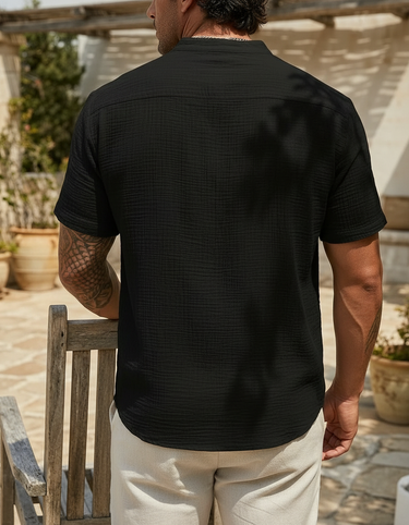 Henley Uomo in Lino Casual Ideale per Mare e Vacanze