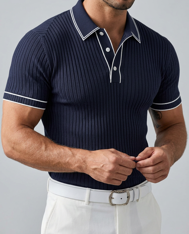 Camicia Uomo in Jacquard Manica Corta Elegante Casual Vestibilità Regolare