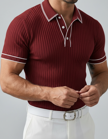 Polo Uomo Colletto a Contrasto Manica Corta Estate Casual