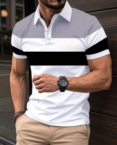 Polo Uomo Colletto alla Coreana Traspirante per Golf e Tempo Libero