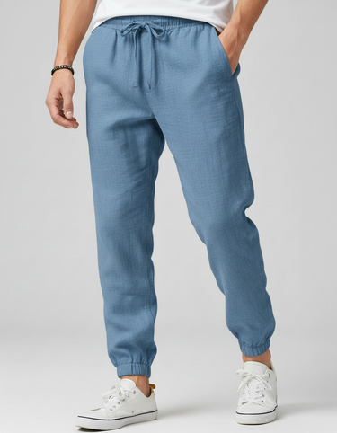 Pantaloni Uomo in Lino con Coulisse Traspiranti per Tutti i Giorni