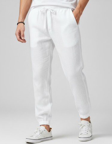 Pantaloni Uomo in Lino con Coulisse Traspiranti per Tutti i Giorni