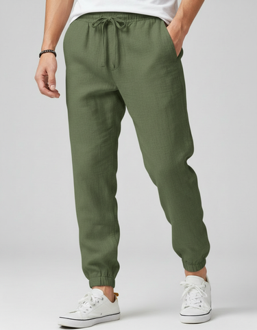 Pantaloni Uomo in Lino con Coulisse Traspiranti per Tutti i Giorni