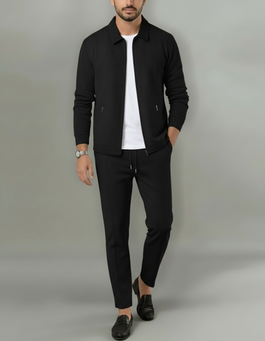 Tuta Uomo Due Pezzi con Giacca Zip e Pantaloni Elegante Casual