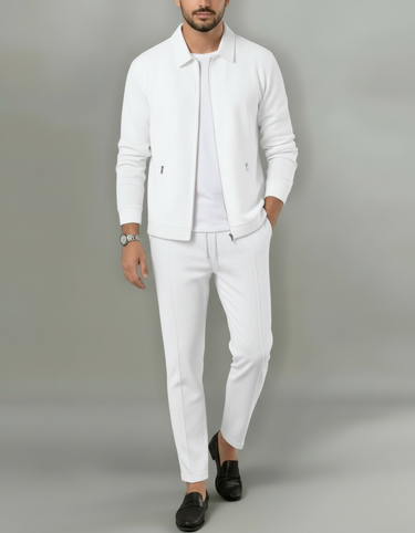 Tuta Uomo Due Pezzi con Giacca Zip e Pantaloni Elegante Casual